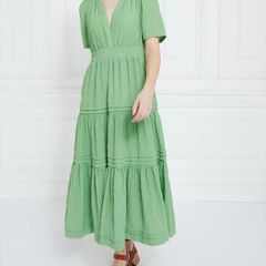 Gallery apple green tiered maxi dress size UK 12