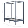 Canopy Bed Frame Grey Solid Pine Wood 90x200 cm Image 7