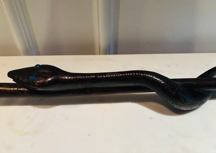 Hand-Carved Wooden Snake Walking Stick and Shillelagh