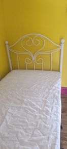 Metal single bed and new Harvey Norman mattress
