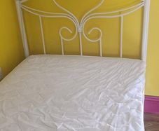Metal single bed and new Harvey Norman mattress