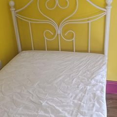 Metal single bed and new Harvey Norman mattress