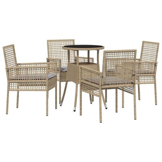 Garden Dining Set 5 pcs Grey Poly rattan