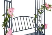 Rose Arch with Bench, Heavy-Duty Metal 2-Seater