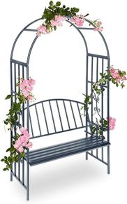 Rose Arch with Bench, Heavy-Duty Metal 2-Seater