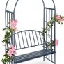 Rose Arch with Bench, Heavy-Duty Metal 2-Seater Decorative Garden Bench Trellis  Anthracite Grey Image 3