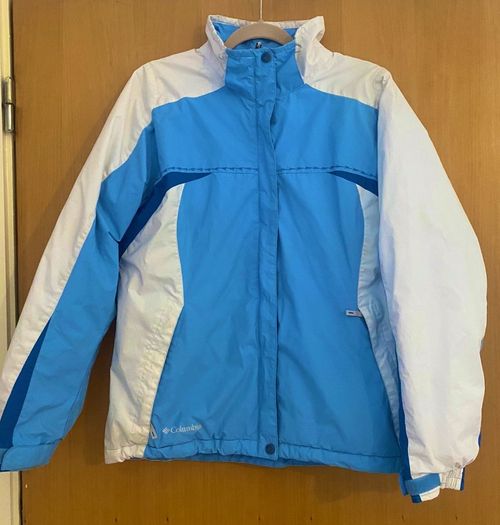 Columbia Womens Jacket M Blue White 2 In 1 Interchange Removable Hood