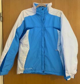 Columbia Womens Jacket M Blue White 2 In 1 Interchange Removable Hood