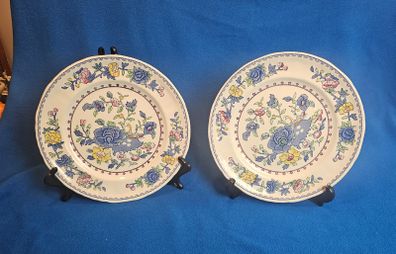 2 beautiful Masons Ironstone dinner plates in the "Regency" pattern, England, c. 1940-1950.