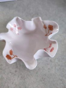 scalloped small white fine bone china trinket dish 10.5 wide