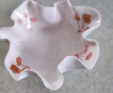 scalloped small white fine bone china trinket dish 10.5 wide