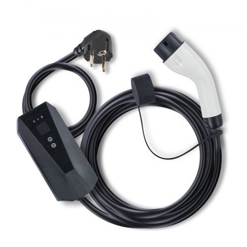 Portable EV Charger Type 2, 16A 3.7 kW, Electric Vehicle Car Charger with 28 ft Charging Cable CEE 7/7 Plug, IEC 62196 Home EV Charging Station with Storage Bag Charging Cable Hook, IP66