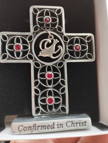 Confirmation Standing Cross with Crystals