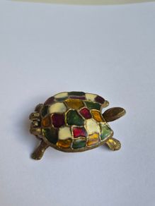 Brass Turtle Decorative Keepsake Hinged Trinket Box