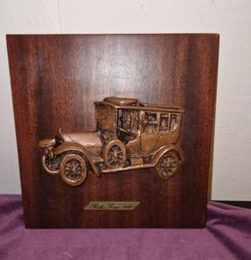 Antique Rolls Royce 1912 Copper Plaque on wood