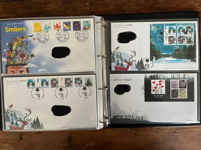 Collection of  87 UK First Day Cover stamps 2003 to 2006 in album