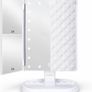 Makeup Mirror, Lighted Vanity Mirror with 1x/2x/3x Magnification, 21 LED Portable Trifold Mirror Touch Screen Dimming Dual Power, Illuminated Cosmetic Mirror for Countertop (MULTIPLE COLOURS) Image 4