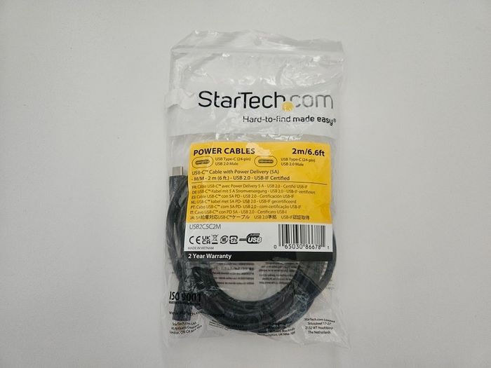 StarTech 2m USB-C to USB-C Cable (100W / 5A Power Delivery)