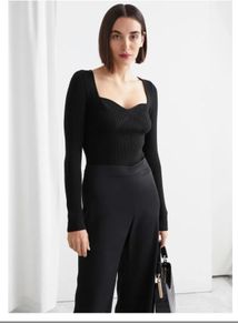 Other Stories Black Fitted Sweetheart Neck