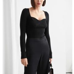 Other Stories Black Fitted Sweetheart Neck