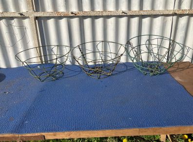 3 Vintage hanging baskets
