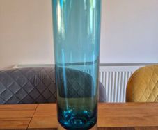 blue glass tall vase