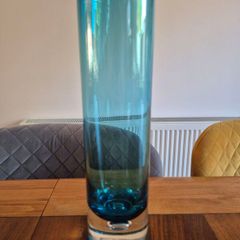 blue glass tall vase