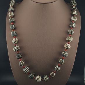 Antique Burmese Pumtek Pyu Carnelian Agate Beads Ethnic Necklace