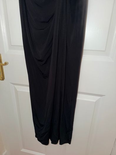 Flounce London High Neck Maxi Dress in Black - size UK 10