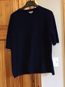 Ladies Jigsaw Navy Blue Short sleeve Wool & Cashmere jumper size  M 12/14 includes post