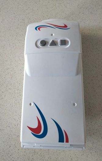 Toy Campervan - White with blue and red decals