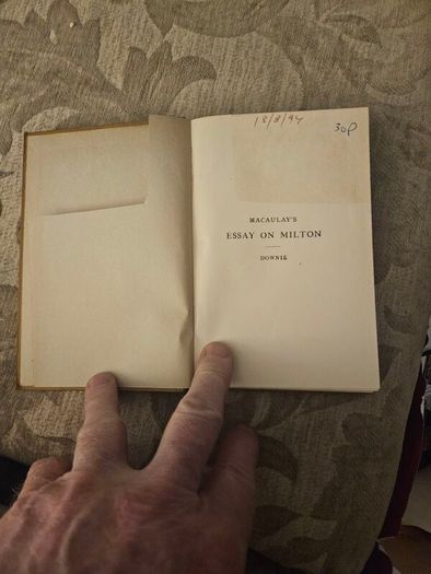 Macaulay's Essay On Mylton. Edited By John Downie. M.a. Hardback In Good Condition.  See Photos For Same.