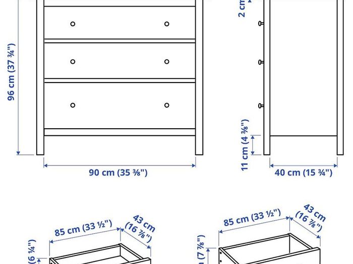 White 3-drawer chest (Ikea Hemnes)