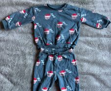 M&S 2pc Cotton Rich Santa Bear Sweat Outfit 9-12 months