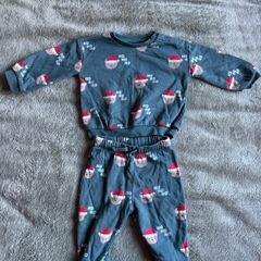 M&S 2pc Cotton Rich Santa Bear Sweat Outfit 9-12 months