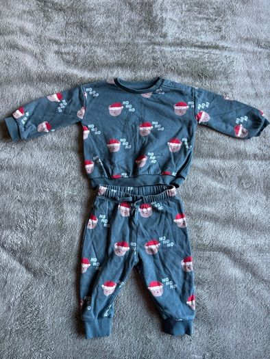 M&S 2pc Cotton Rich Santa Bear Sweat Outfit 9-12 months