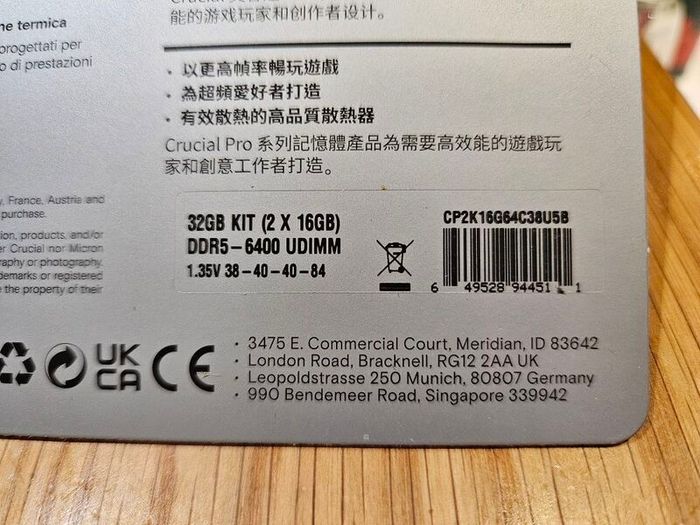 Desktop RAM: DDR5 32gb Kit (2x16gb). I've two of these kits.