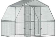 Bird Cage with Door Silver Galvanised Steel