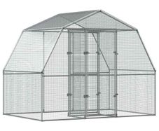 Bird Cage with Door Silver Galvanised Steel