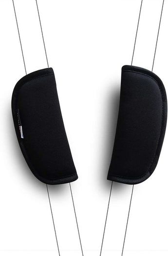 2 Piece Baby Stroller Car Seat Strap Covers Universal Soft Seat Belt Cushion for Newborns Infants and Kids (Black)