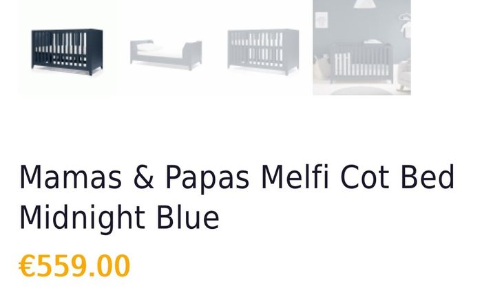 Mamas & Papas Melfi Cot Bed (Midnight/Navy) inc. premium mattress