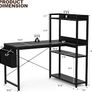 120x80 cm L Shaped Gaming Desk with Reversible Storage Shelves, Computer Desk Home Office Corner Study Writing Table with Hutch, Study, Black Image 3