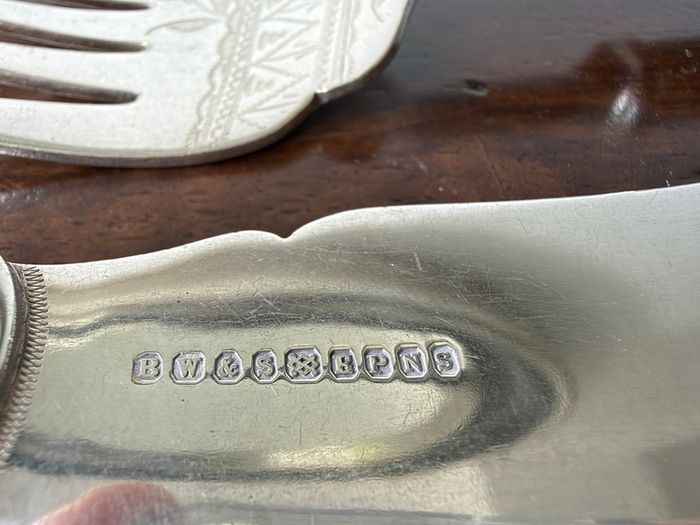 Antique B. Worth & Sons EPNS Fish Serving Knife & Fork