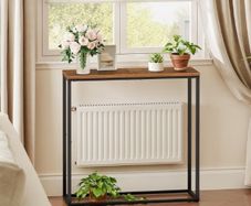 Console Table, Narrow Console Table for Hallway Slim, Hallway Table, Small Sofa Table for Small Spaces, Living Room, Entrance, Bedroom, Industrial, Metal Frame, Rustic Brown