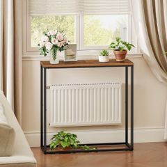 Console Table, Narrow Console Table for Hallway Slim, Hallway Table, Small Sofa Table for Small Spaces, Living Room, Entrance, Bedroom, Industrial, Metal Frame, Rustic Brown