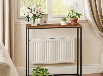 Console Table, Narrow Console Table for Hallway Slim, Hallway Table, Small Sofa Table for Small Spaces, Living Room, Entrance, Bedroom, Industrial, Metal Frame, Rustic Brown