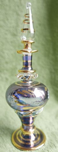 Vintage Blue Handblown Glass Perfume Massage Oil Bottle