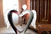 Handcrafted Glass Lovers Sculpture Angel Heart Design