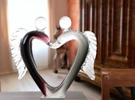 main image for ad Handcrafted Glass Lovers Sculpture Angel Heart Design