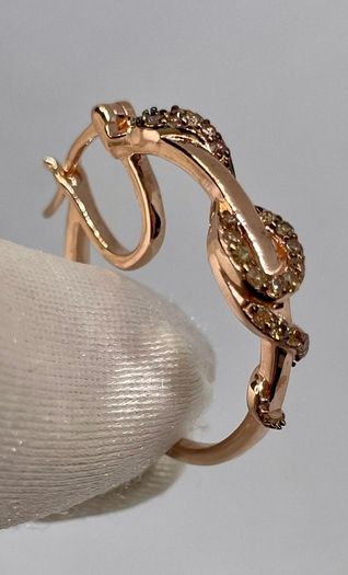 Champagne Diamond, Black Diamond J Hoop Half Hoop Earring
